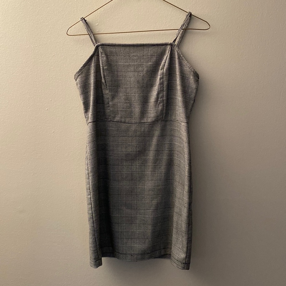 Black and white checked mini dress